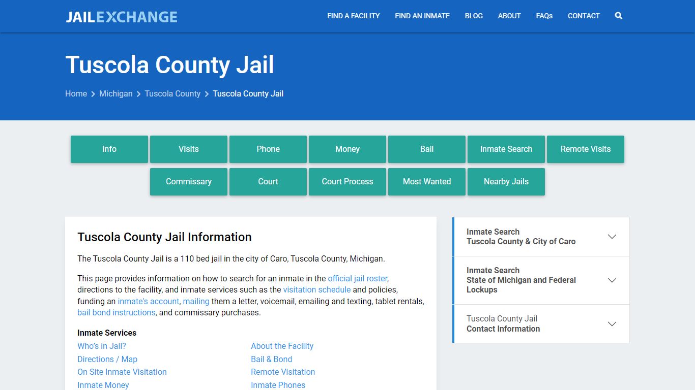 Tuscola County Jail, MI Inmate Search, Information